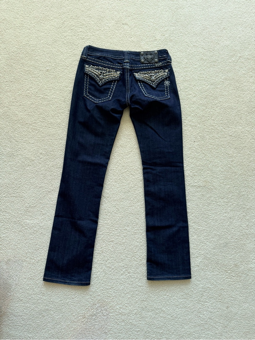 Miss Me Jeans Women's  Bling Pockets JE5489T3L  Straight Denim Blue Size 28 - Picture 2 of 3